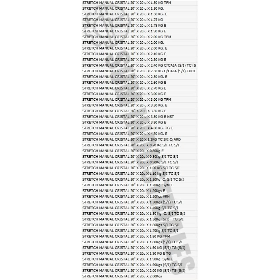 STRETCH FILM MANUAL 18 x 20 u x 2.2 KG